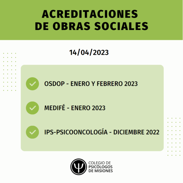 Acreditaciones De Obras Sociales Para El De Abril De Colegio