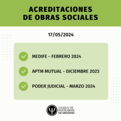 Acreditaciones de Obras Sociales 17 de Mayo de 2024