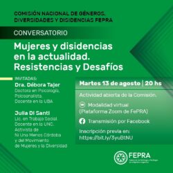 Conversatorio “Mujeres y disidencias en la actualidad. Resistencias y Desafíos”